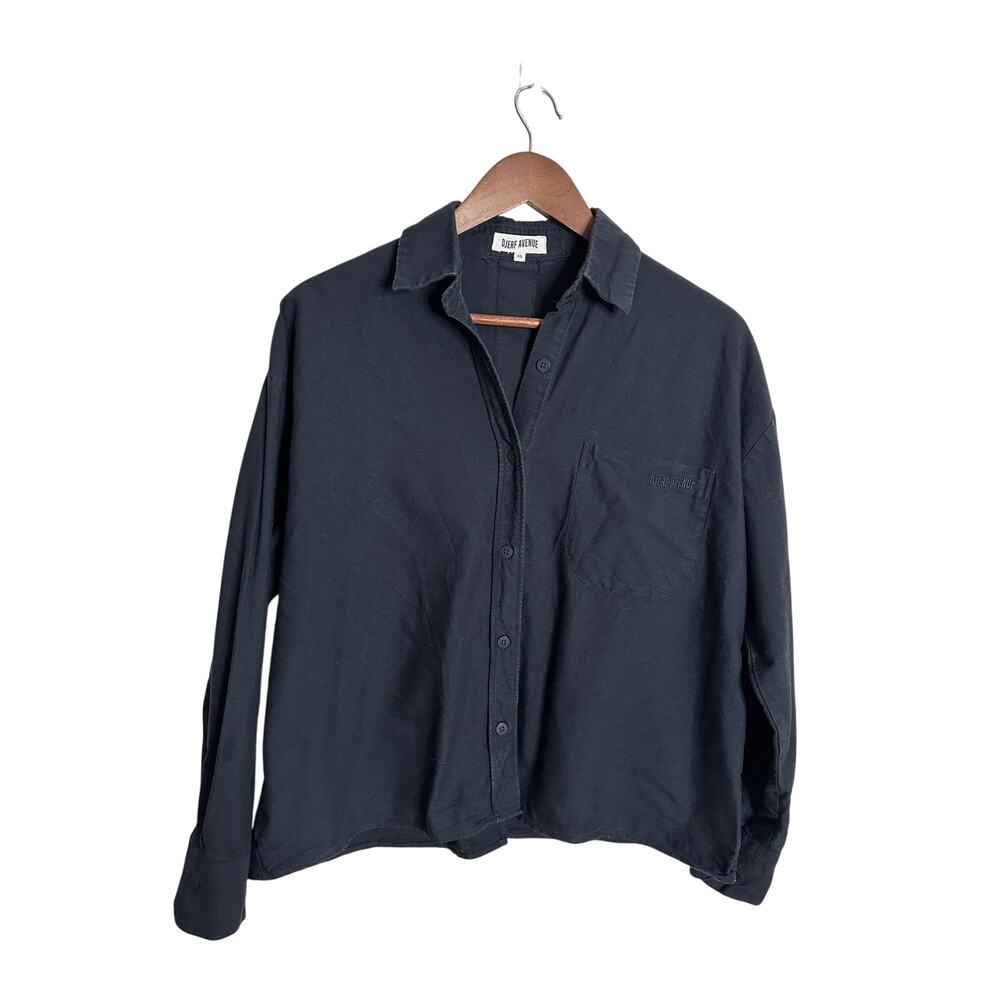 Djerf Avenue Breezy Shirt in Black size XS Relaxed Cotton Button Front